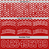 Custom Red-White Side Panel Stripe Gradient Geometric Honeycomb Reversible Double Side Sublimation Basketball Set Jersey
