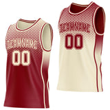 Custom Maroon-Cream Side Panel Stripe Gradient Geometric Honeycomb Reversible Double Side Sublimation Basketball Set Jersey