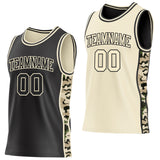 Custom Black-Cream Digital Camo Side Panel Stripe Reversible Double Side Sublimation Basketball Set Jersey
