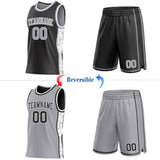 Custom Black Gray-White Arctic Camo Side Panel Stripe Reversible Double Side Sublimation Basketball Set Jersey