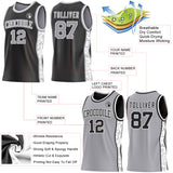 Custom Black Gray-White Arctic Camo Side Panel Stripe Reversible Double Side Sublimation Basketball Set Jersey