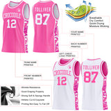 Custom Pink-White Camo Side Panel Stripe Reversible Double Side Sublimation Basketball Set Jersey