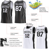 Custom Black-White Mamba Snakeskin Side Panel Stripe Reversible Double Side Sublimation Basketball Set Jersey