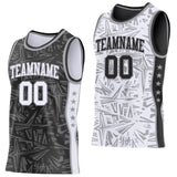 Custom Black White-Gray Side Panel Stripe Stars Geometric Shatter Starburst Reversible Double Side Sublimation Basketball Set Jersey
