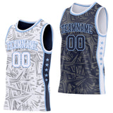 Custom White Light Blue-Navy Side Panel Stripe Stars Geometric Shatter Starburst Reversible Double Side Sublimation Basketball Set Jersey