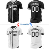 Custom Black-White Reversible Button-Down Baseball Jersey