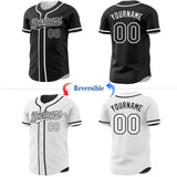 Custom Black-White Reversible Button-Down Baseball Jersey