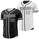 Custom Black-White Reversible Button-Down Baseball Jersey