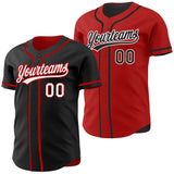 Custom Black White-Red Reversible Button-Down Baseball Jersey