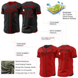 Custom Black-Red Reversible Button-Down Baseball Jersey