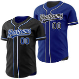 Custom Black Royal-White Reversible Button-Down Baseball Jersey