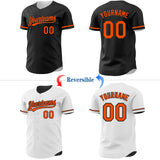 Custom Black-Orange Reversible Button-Down Baseball Jersey