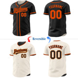 Custom Black-Orange Reversible Button-Down Baseball Jersey