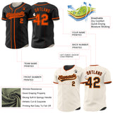 Custom Black-Orange Reversible Button-Down Baseball Jersey