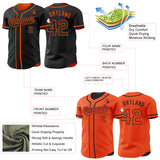 Custom Black-Orange Reversible Button-Down Baseball Jersey