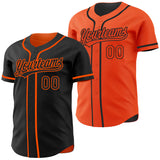 Custom Black-Orange Reversible Button-Down Baseball Jersey