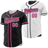 Custom Black Pink-White Reversible Button-Down Baseball Jersey