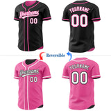 Custom Black White-Pink Reversible Button-Down Baseball Jersey