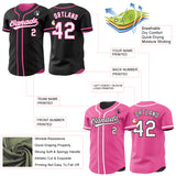 Custom Black White-Pink Reversible Button-Down Baseball Jersey
