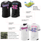 Custom Black Pink-Light Blue Reversible Button-Down Baseball Jersey
