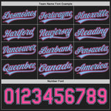 Custom Black Pink-Light Blue Reversible Button-Down Baseball Jersey