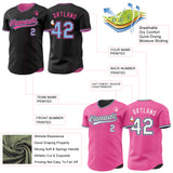 Custom Black Light Blue-Pink Reversible Button-Down Baseball Jersey
