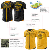 Custom Black-Gold Reversible Button-Down Baseball Jersey