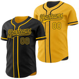 Custom Black-Gold Reversible Button-Down Baseball Jersey