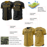 Custom Black-Old Gold Reversible Button-Down Baseball Jersey