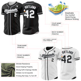 Custom Black White-Gray Reversible Button-Down Baseball Jersey