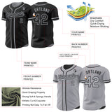 Custom Black-Gray Reversible Button-Down Baseball Jersey