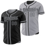 Custom Black-Gray Reversible Button-Down Baseball Jersey