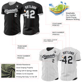 Custom Black White Black Pinstripe Reversible Button-Down Baseball Jersey