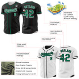 Custom Black Kelly Green-White Reversible Button-Down Baseball Jersey