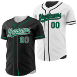 Custom Black Kelly Green-White Reversible Button-Down Baseball Jersey
