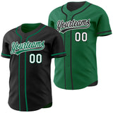 Custom Black Kelly Green-White Reversible Button-Down Baseball Jersey