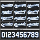 Custom Black White-Light Blue Reversible Button-Down Baseball Jersey