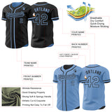 Custom Black-Light Blue Reversible Button-Down Baseball Jersey