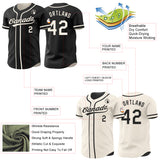 Custom Black-Cream Reversible Button-Down Baseball Jersey