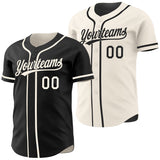 Custom Black-Cream Reversible Button-Down Baseball Jersey