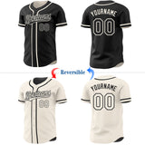 Custom Black-Cream Reversible Button-Down Baseball Jersey