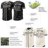 Custom Black-Cream Reversible Button-Down Baseball Jersey
