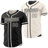Custom Black-Cream Reversible Button-Down Baseball Jersey