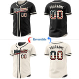 Custom Black Vintage USA Flag-Cream Reversible Button-Down Baseball Jersey