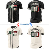Custom Black Vintage Mexican Flag-Cream Reversible Button-Down Baseball Jersey