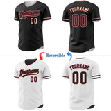 Custom Black White Reversible Button-Down Baseball Jersey