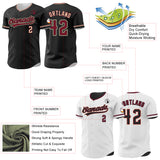 Custom Black White Reversible Button-Down Baseball Jersey