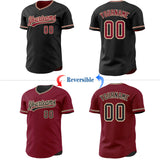 Custom Black Crimson-City Cream Reversible Button-Down Baseball Jersey