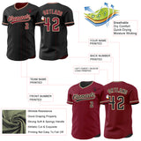 Custom Black Crimson-City Cream Reversible Button-Down Baseball Jersey
