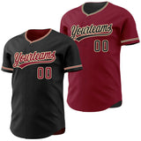Custom Black Crimson-City Cream Reversible Button-Down Baseball Jersey